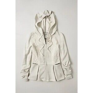Anthropologie Cream Ruffled Women's Hoodie